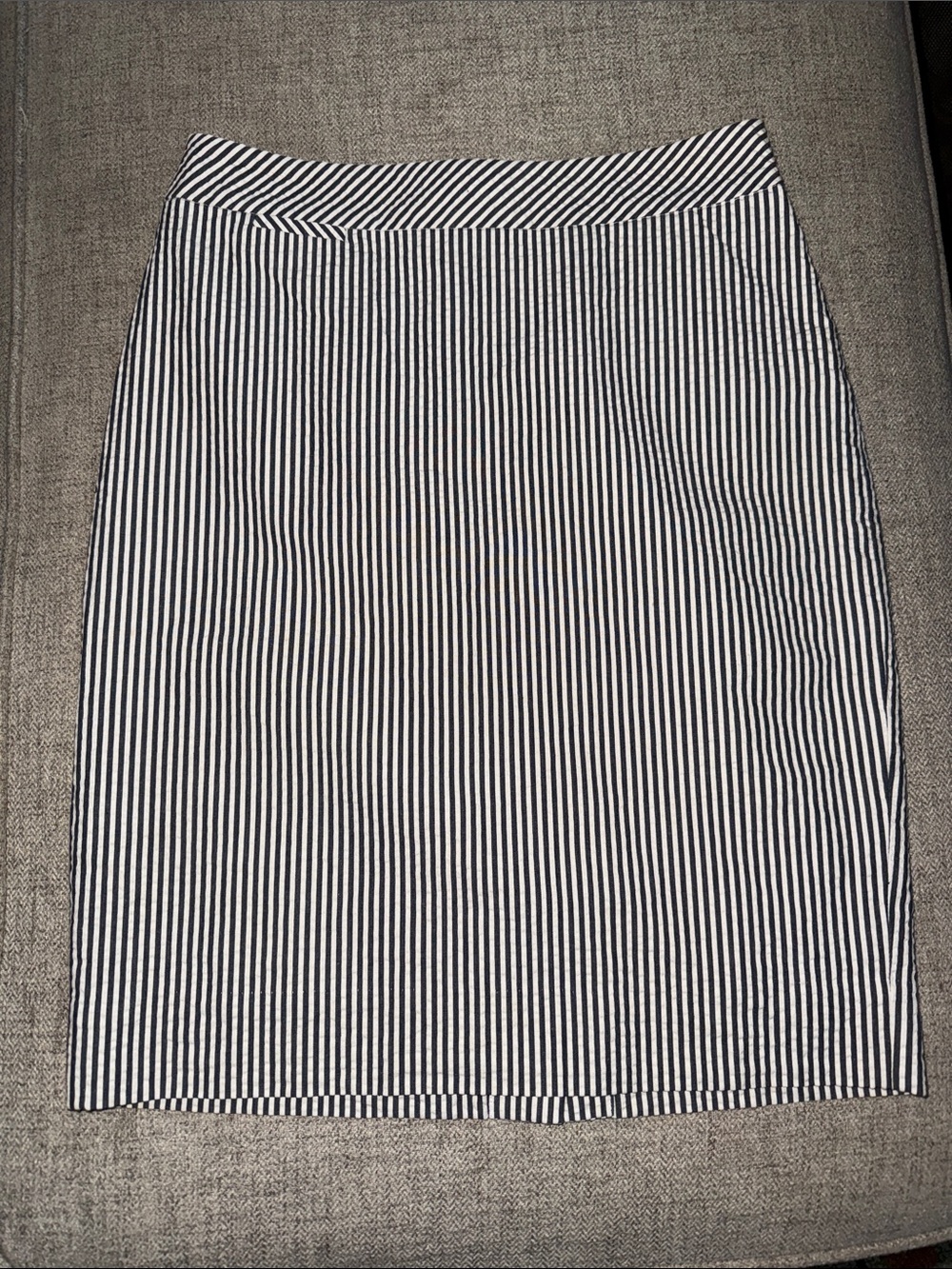 J. Crew Black and White Seersucker Striped Pencil Skirt